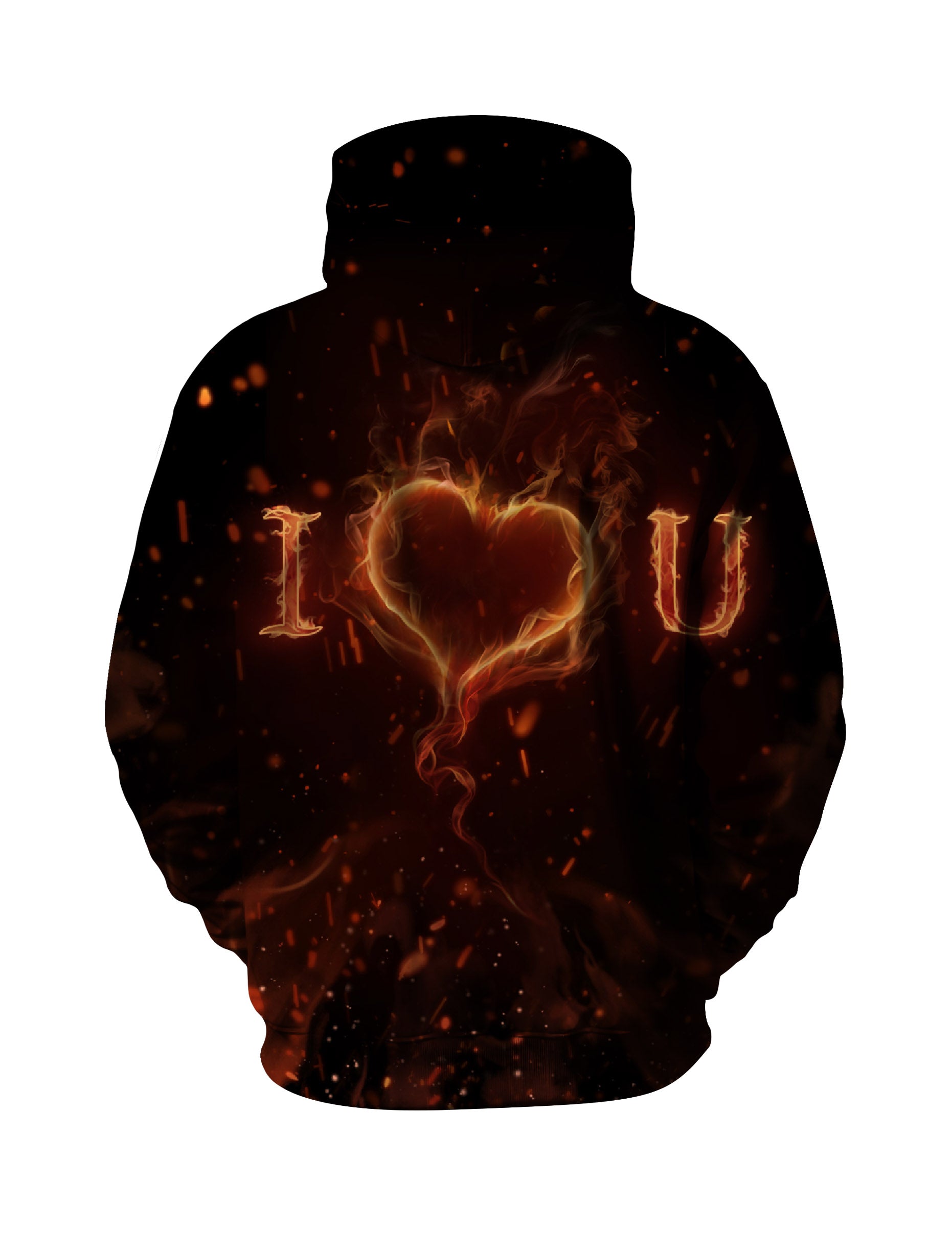 Unisex 3D All Over Print Hoodie Flame Heart I Love You Aesthetic Streetwear Soft Cotton Blend