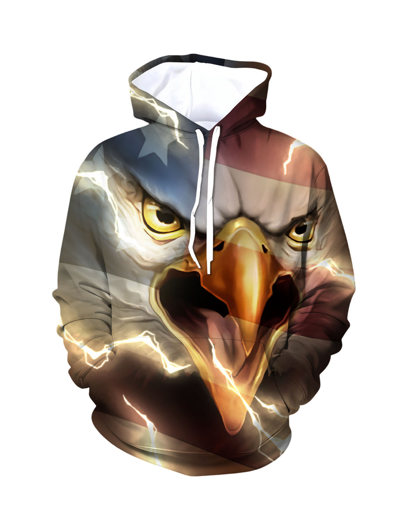 Unisex 3D All Over Print Hoodie Eagle Flag Lightning Streetwear Pullover Soft Comfortable