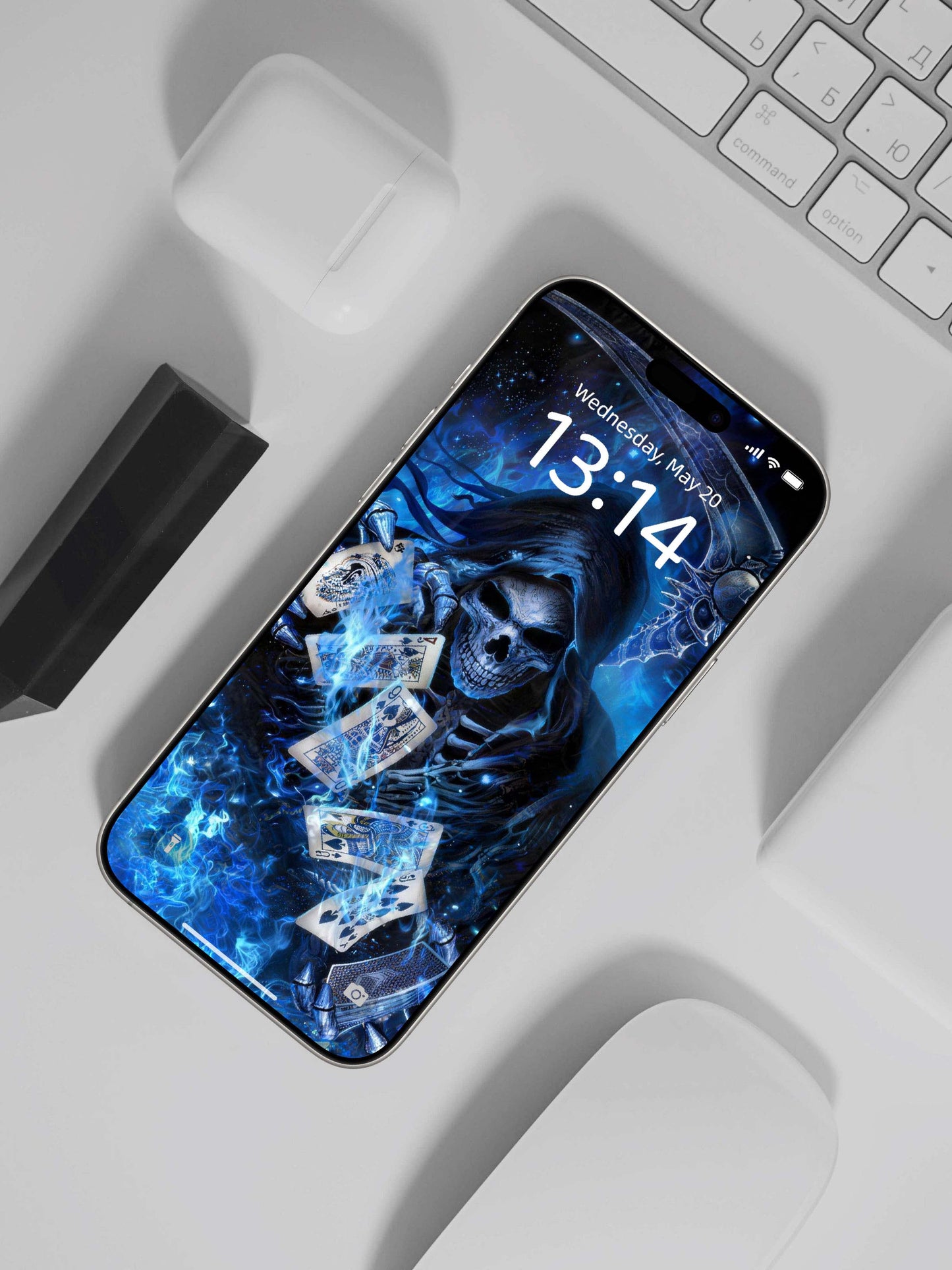 Floating Poker Cards Blue Reaper Digital Wallpaper