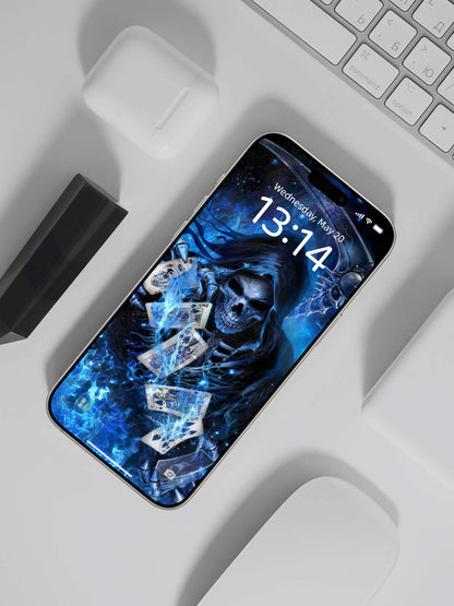 Floating Poker Cards Blue Reaper Digital Wallpaper