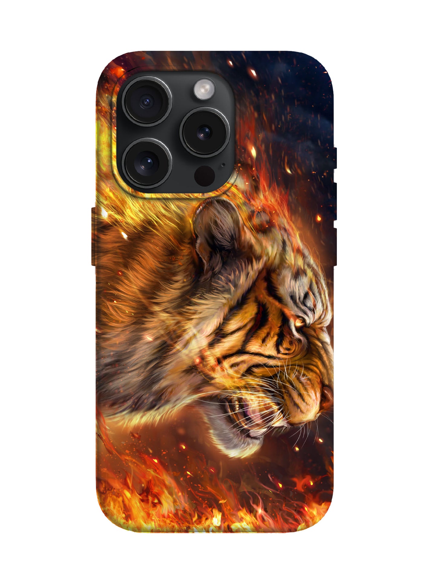 Flame Tiger Head Edgy Hardcore Tough Phone Case