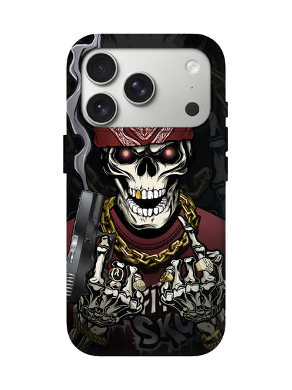 Skull with Bandana and Gun Edgy Hardcore Tough Phone Case