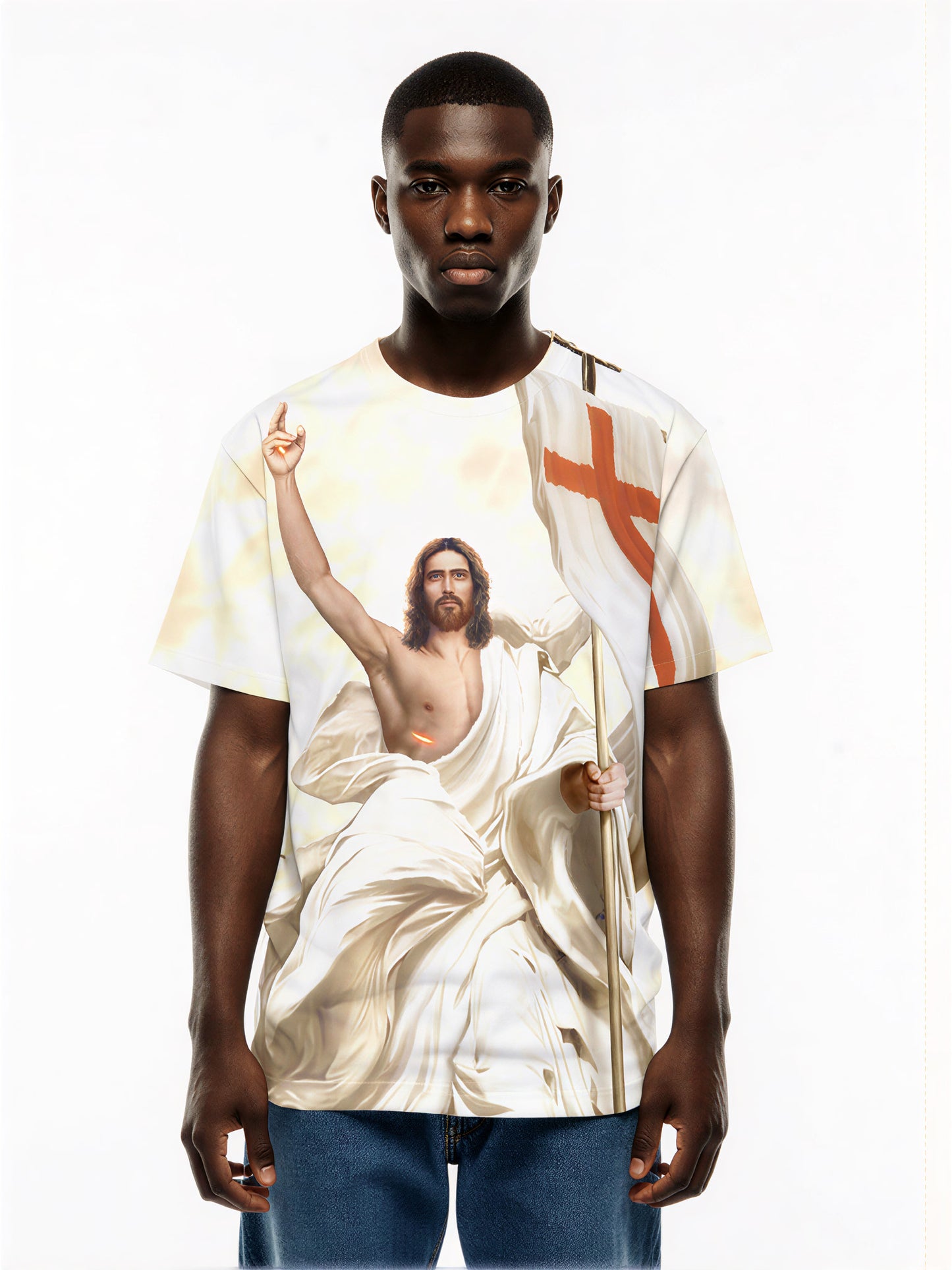 Jesus Christ 3D All Over Print T-Shirt for Men Women, Religious Flag Design, Unisex Christian Clothing