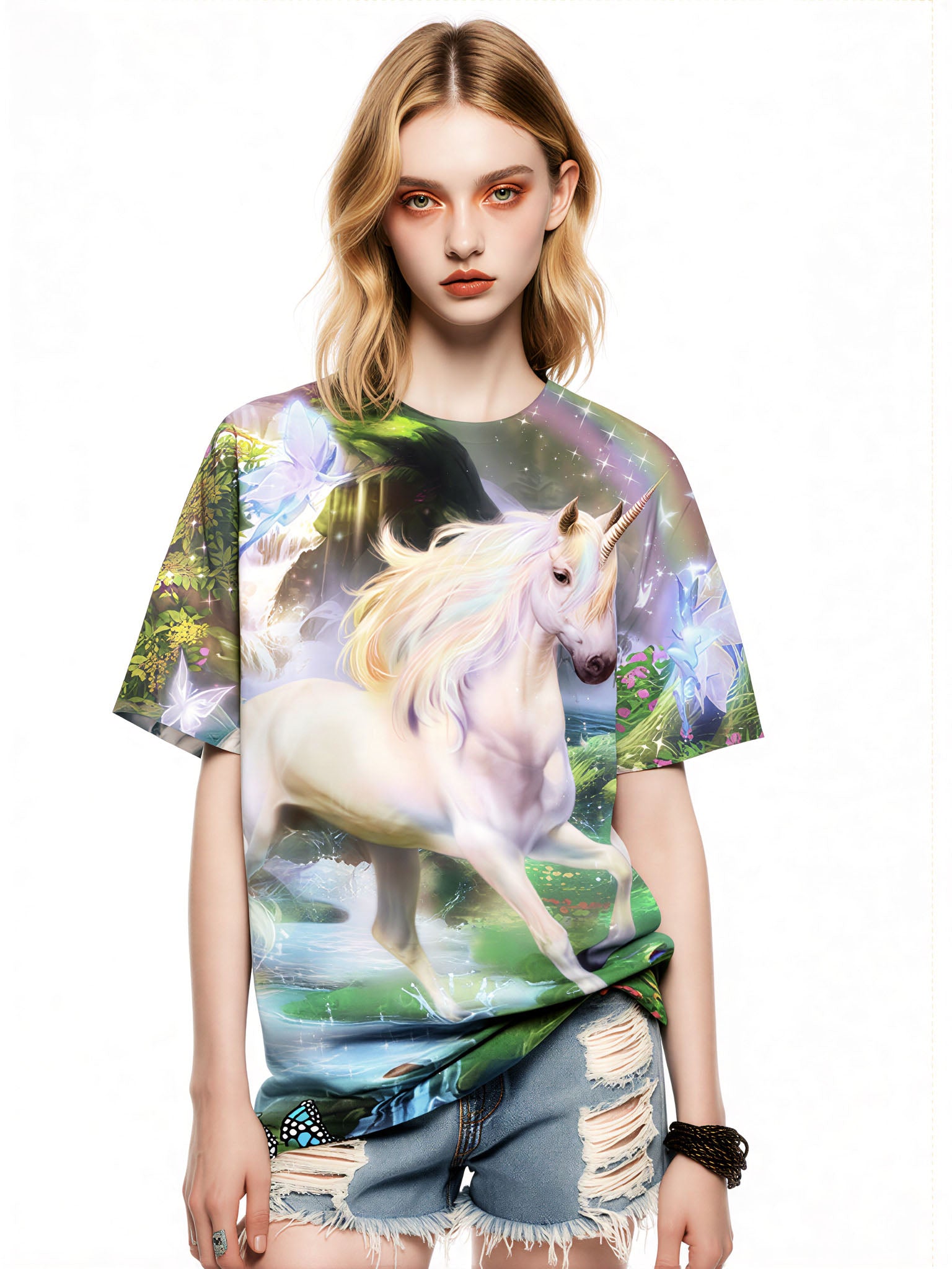 Unicorn 3D All Over Print T-Shirt for Men Women Fantasy Forest Graphic Pullover