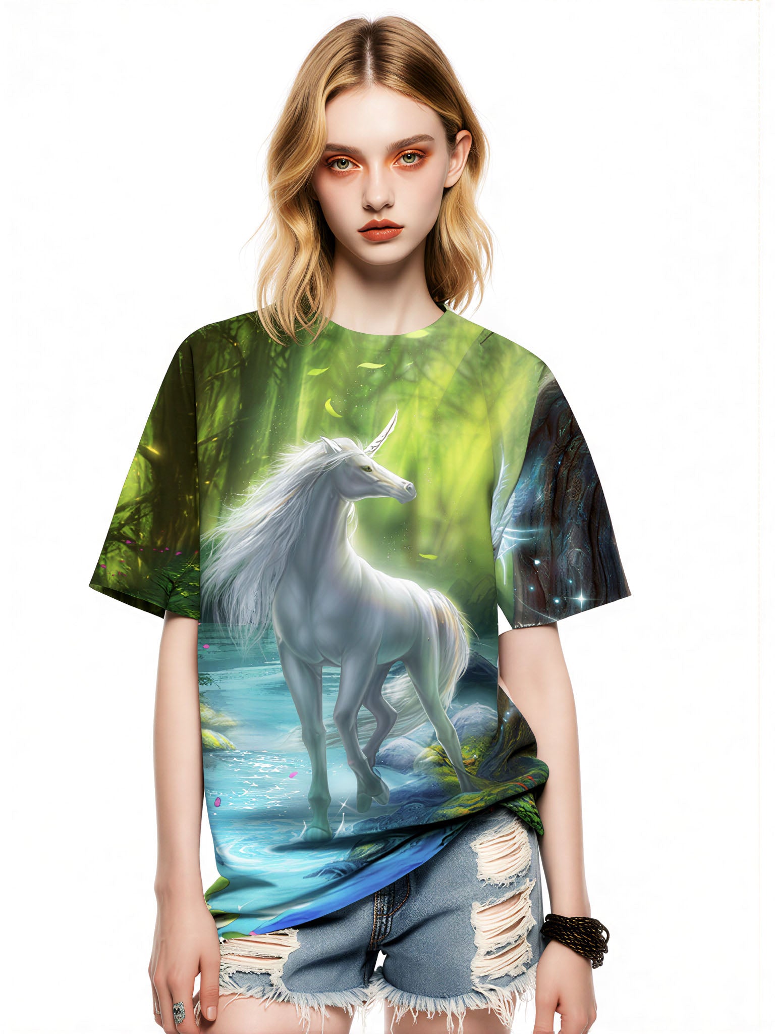 Unicorn Forest 3D All Over Print T-Shirt for Men Women Fantasy Graphic Sweatshirt
