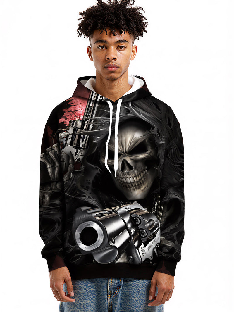Skull Reaper Tactical Dual Guns All Over Print Streetwear Hoodie