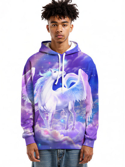 3D All Over Print Unicorn Hoodie for Men Women Galaxy Clouds Fantasy Style
