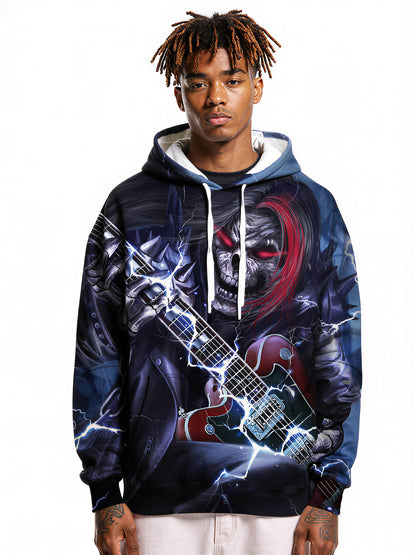 3D All Over Print Hoodie Dark Rock Punk Skull Style Aesthetic Streetwear for Men Women