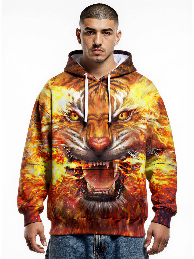 Men Women 3D All Over Print Fire Tiger Hoodie Sweatshirt