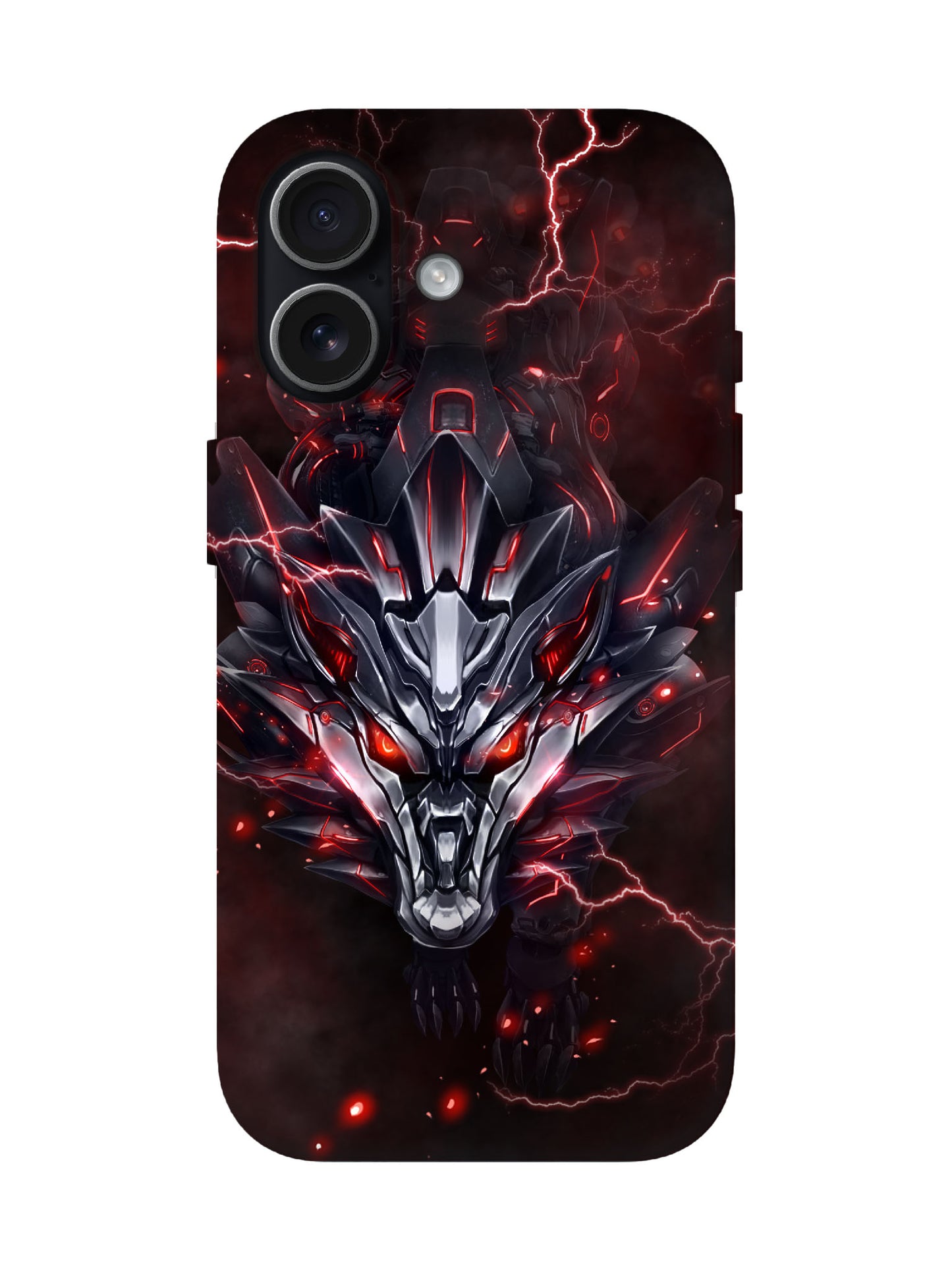 Cyberpunk Lightning Wolf Skull Edgy Tough Phone Case
