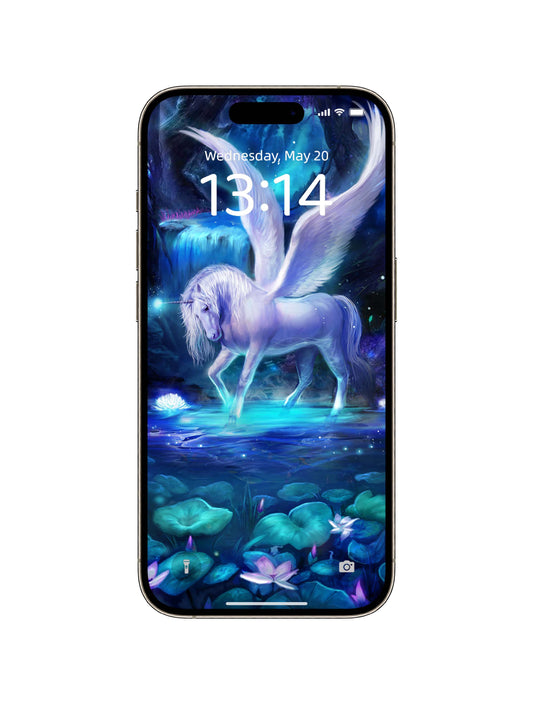 Enchanted Waterfall Pegasus Phone Wallpaper