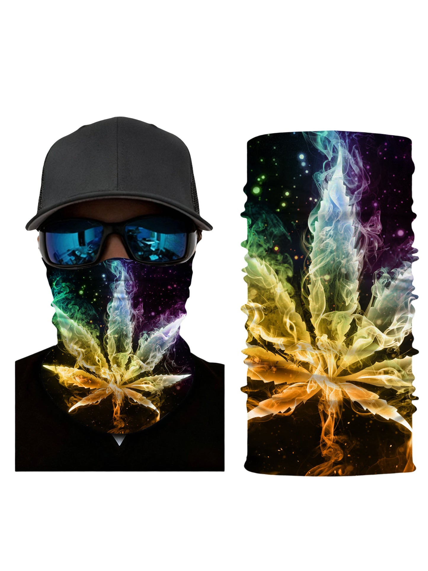 Neck Gaiter 3D all over print galaxy nebula cannabis leaf Aesthetic unisex breathable fabric windproof