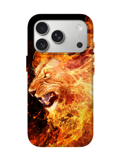 Flame Lion Head Edgy Tough Phone Case