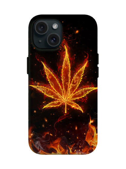 Flame Leaf Edgy Cyberpunk Tough Phone Case