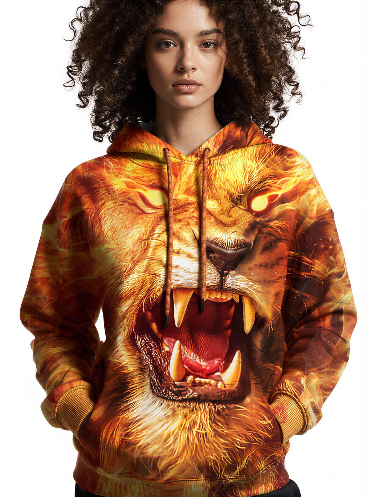 Men Women 3D All Over Print Lion Fire Hoodie Sweatshirt