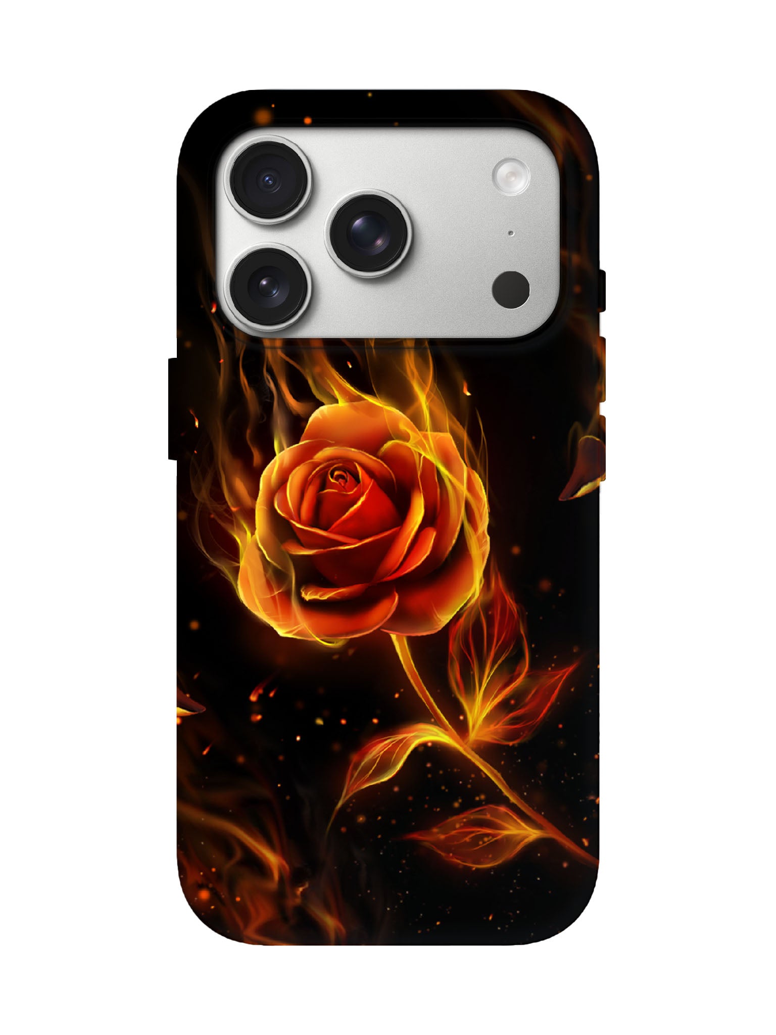 Flame Rose Edgy Cyberpunk Tough Phone Case