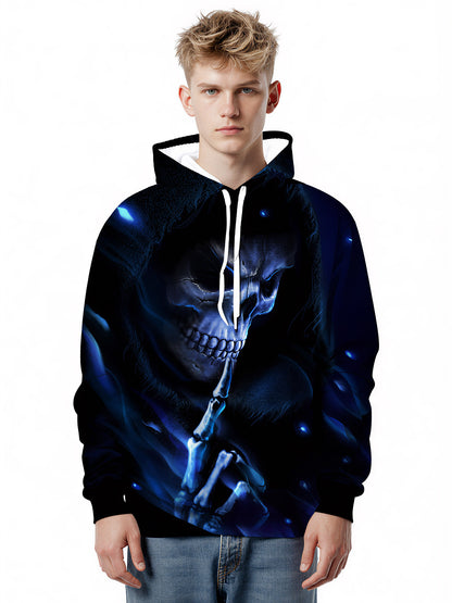 Men Women 3D All Over Print Skull Hoodie Gothic Glow-in-Dark Sweatshirt