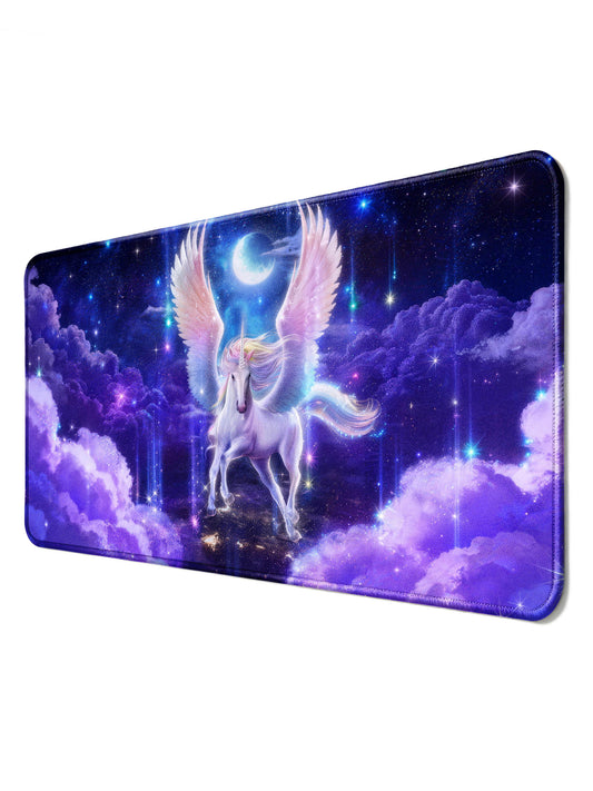 Cloud Pegasus with Crescent Moon & Nebula Gaming Desk Mat