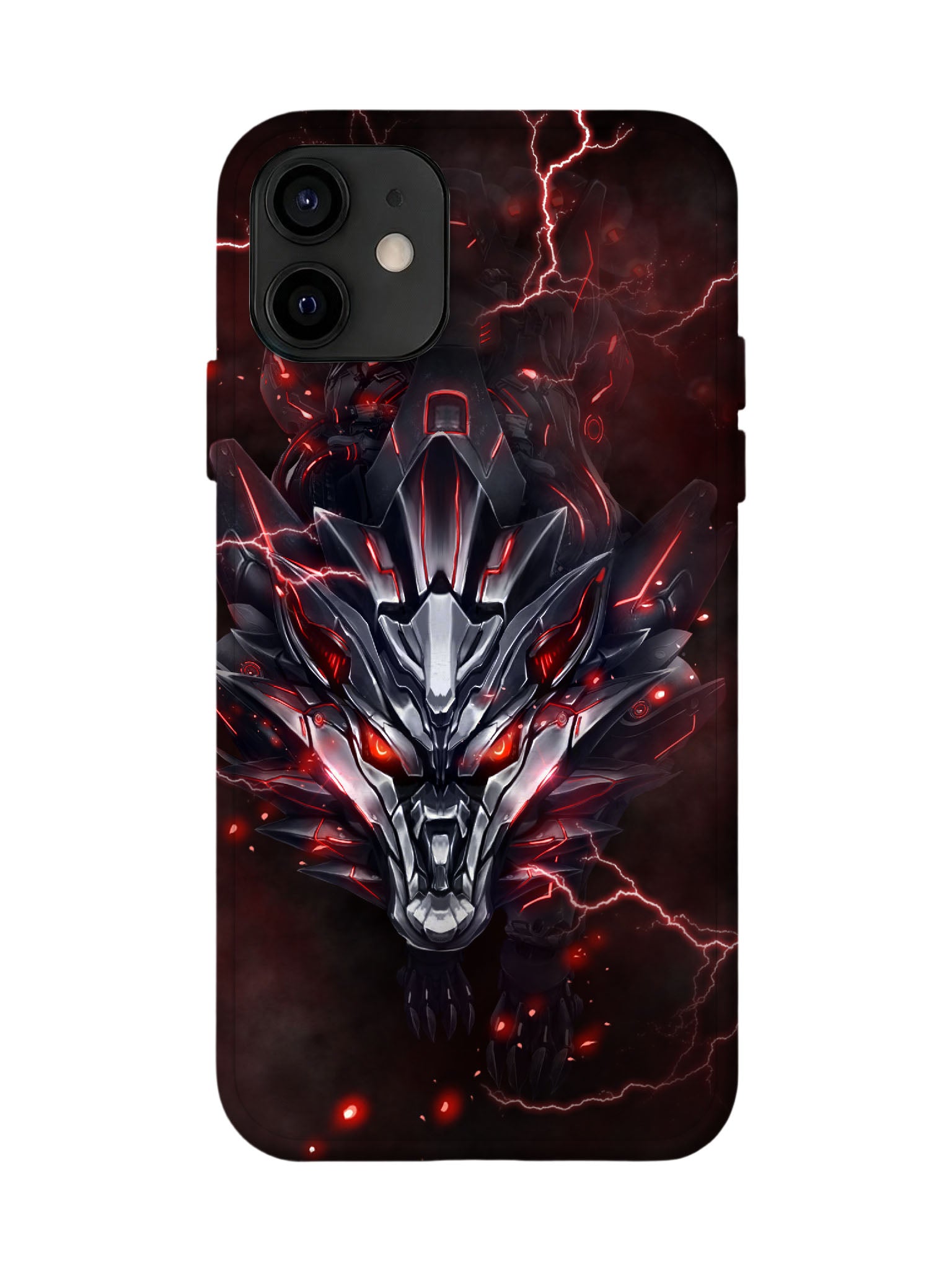 Cyberpunk Lightning Wolf Skull Edgy Tough Phone Case