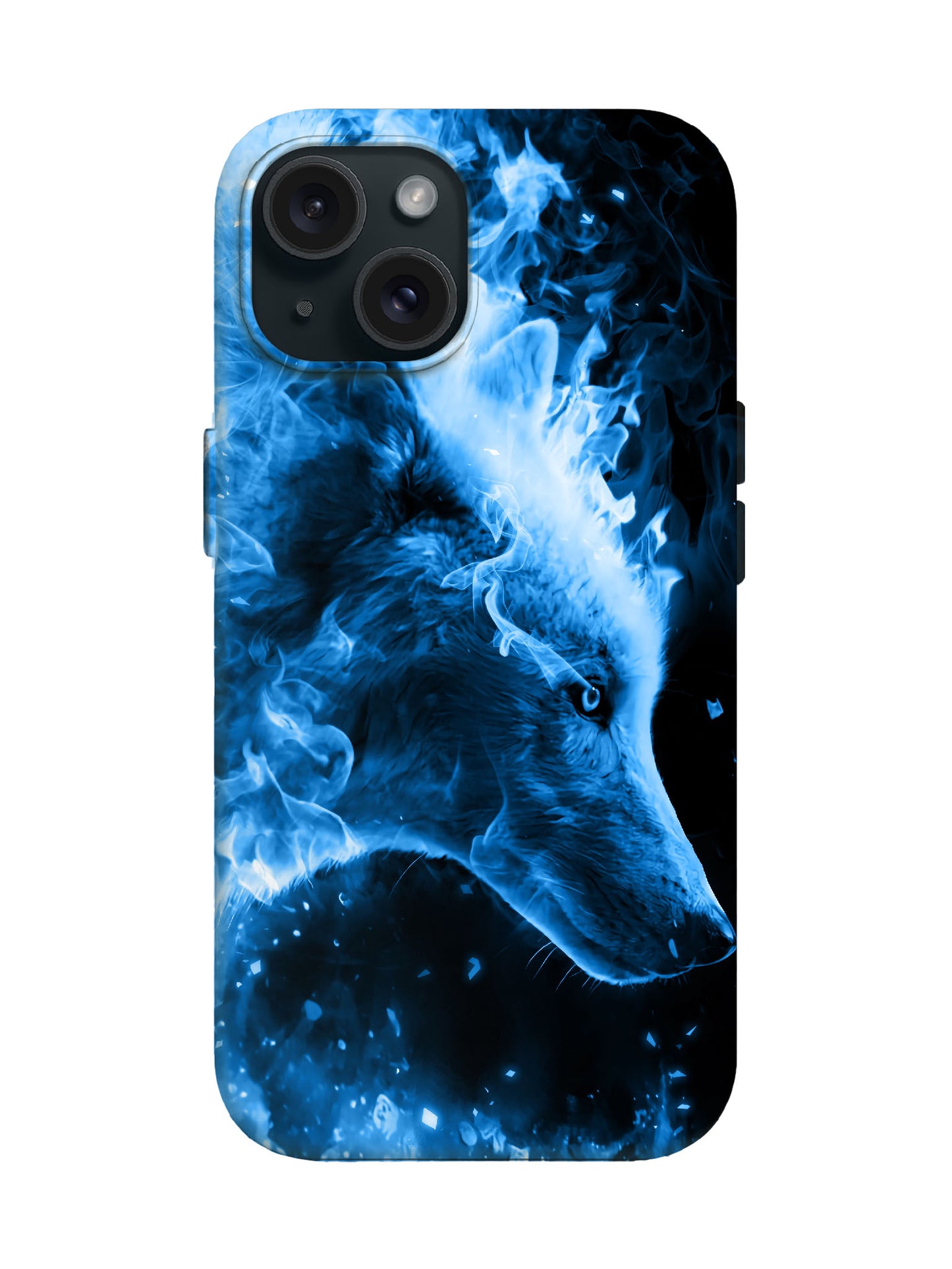 Blue Flame Wolf Edgy Cyberpunk Tough Phone Case