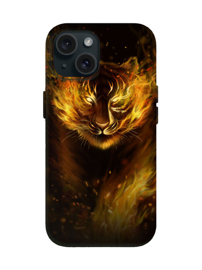 Flame Tiger Edgy Cyberpunk Tough Phone Case