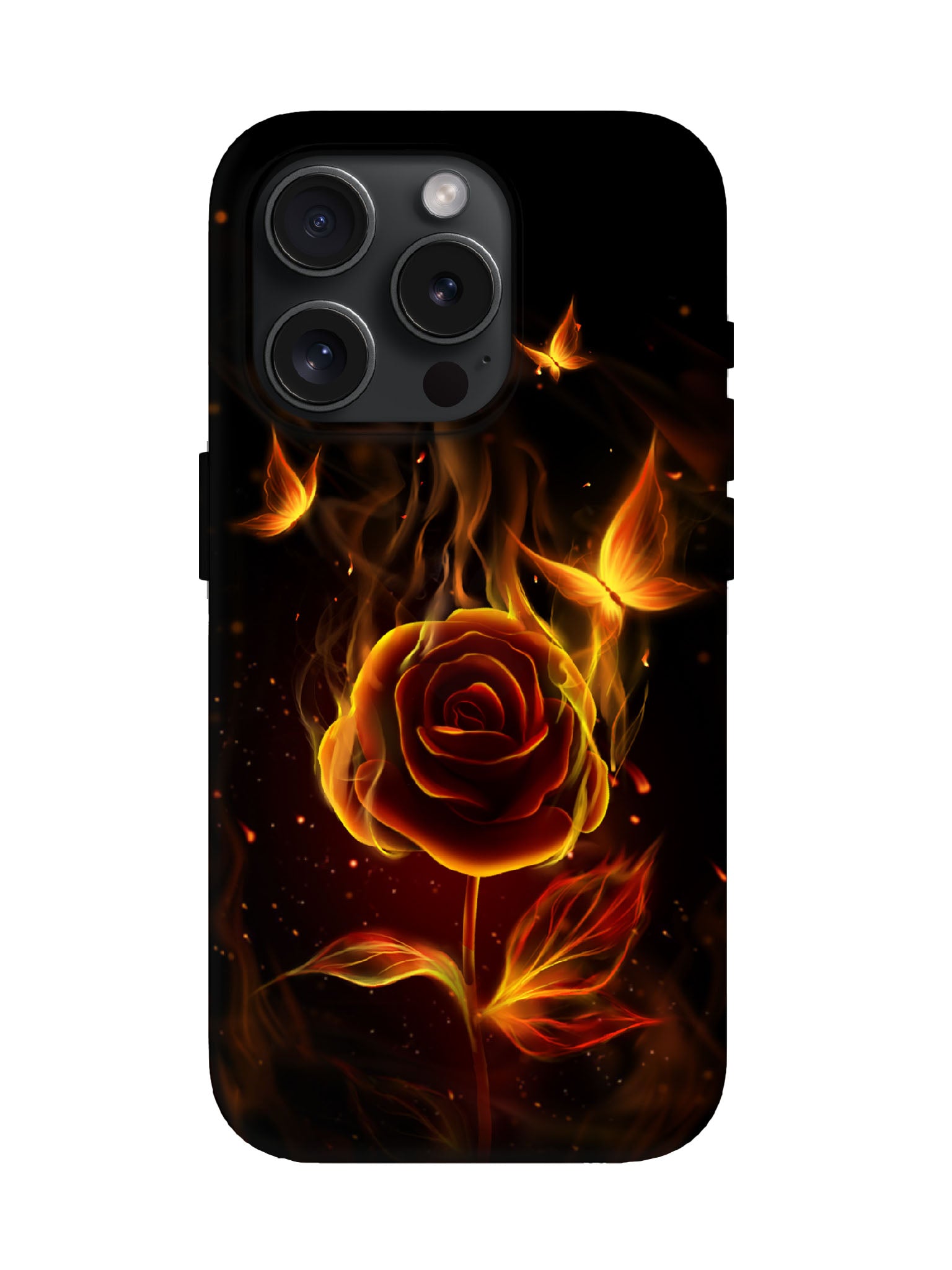 Flaming Rose Edgy Cyberpunk Protective Phone Case