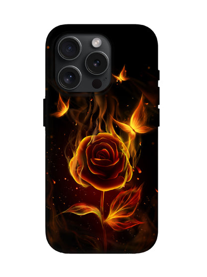 Flaming Rose Edgy Cyberpunk Protective Phone Case
