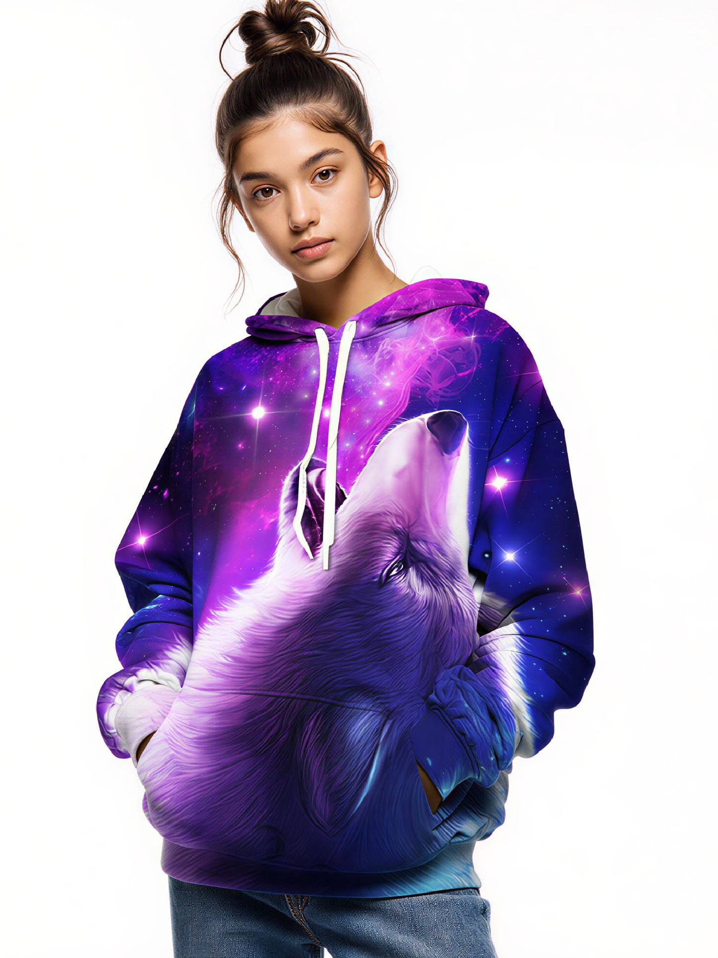 Galaxy Wolf 3D All Over Print Hoodie Unisex Soft Comfortable Streetwear Pullover