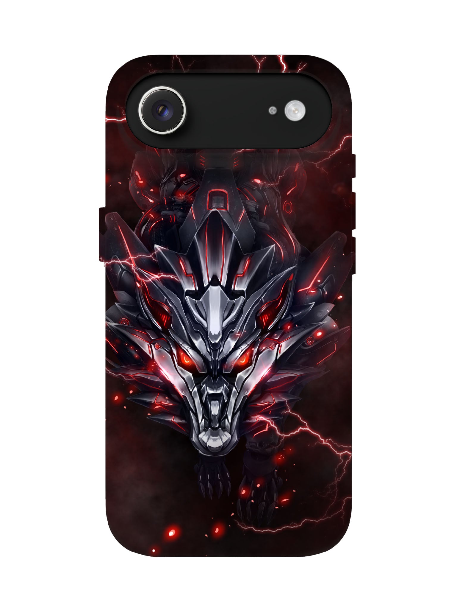 Cyberpunk Lightning Wolf Skull Edgy Tough Phone Case