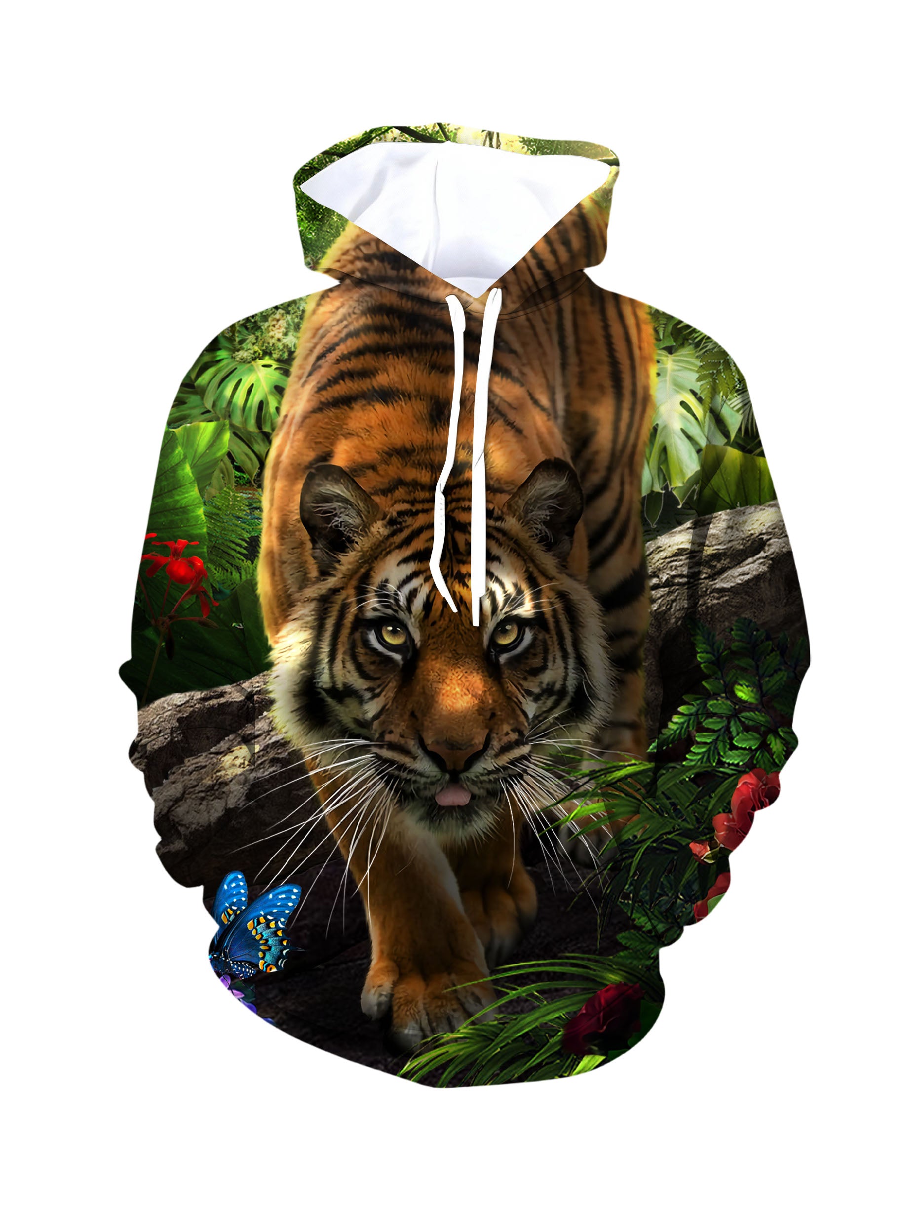 Tiger Jungle 3D All Over Print Hoodie for Men Women, Wild Animal Nature Graphic Sweatshirt
