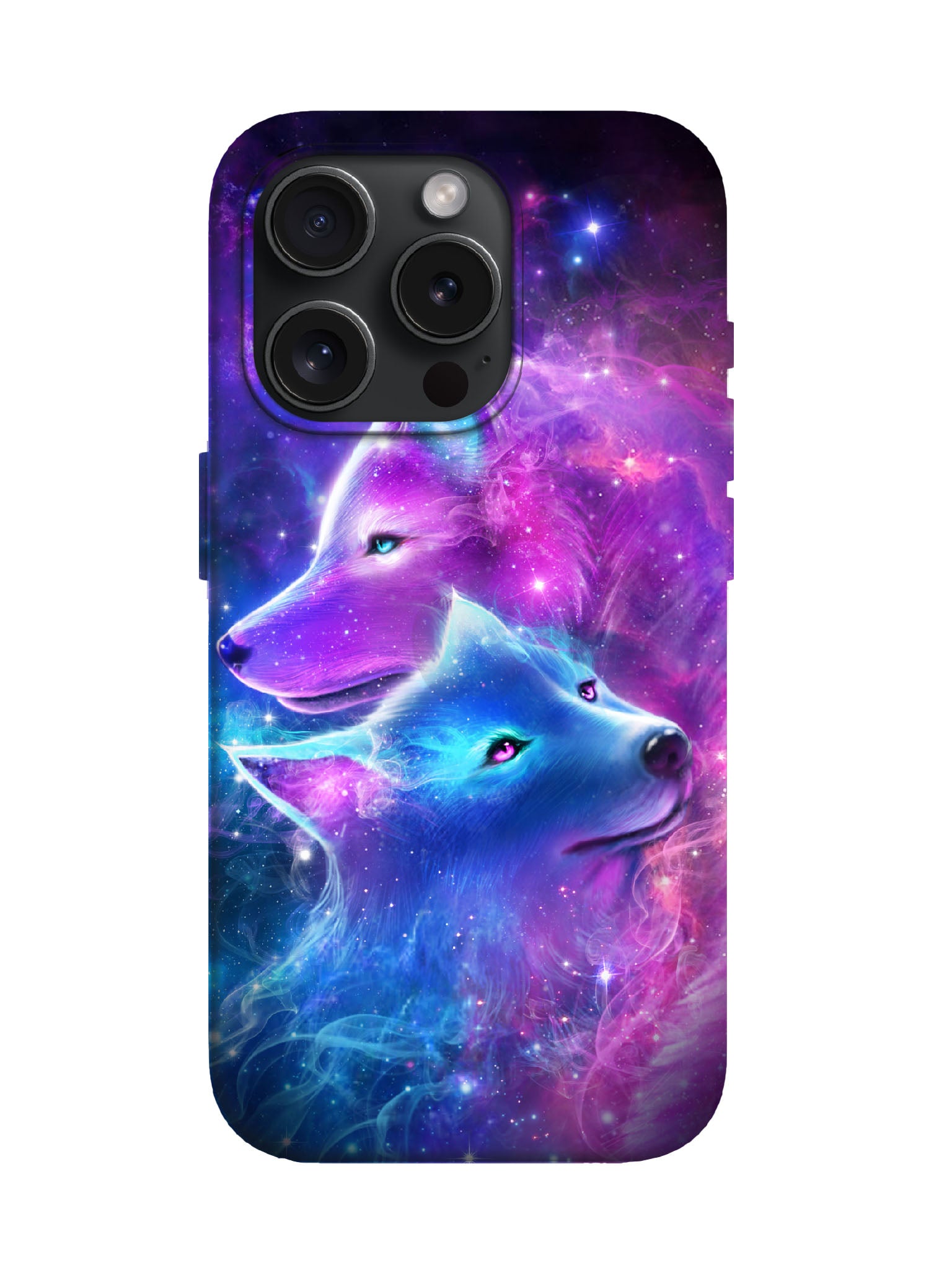 Cosmic Wolf Duo Cyberpunk Protective Phone Case
