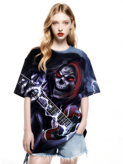 Men Women 3D All Over Print Skull Guitar Rock T-Shirt