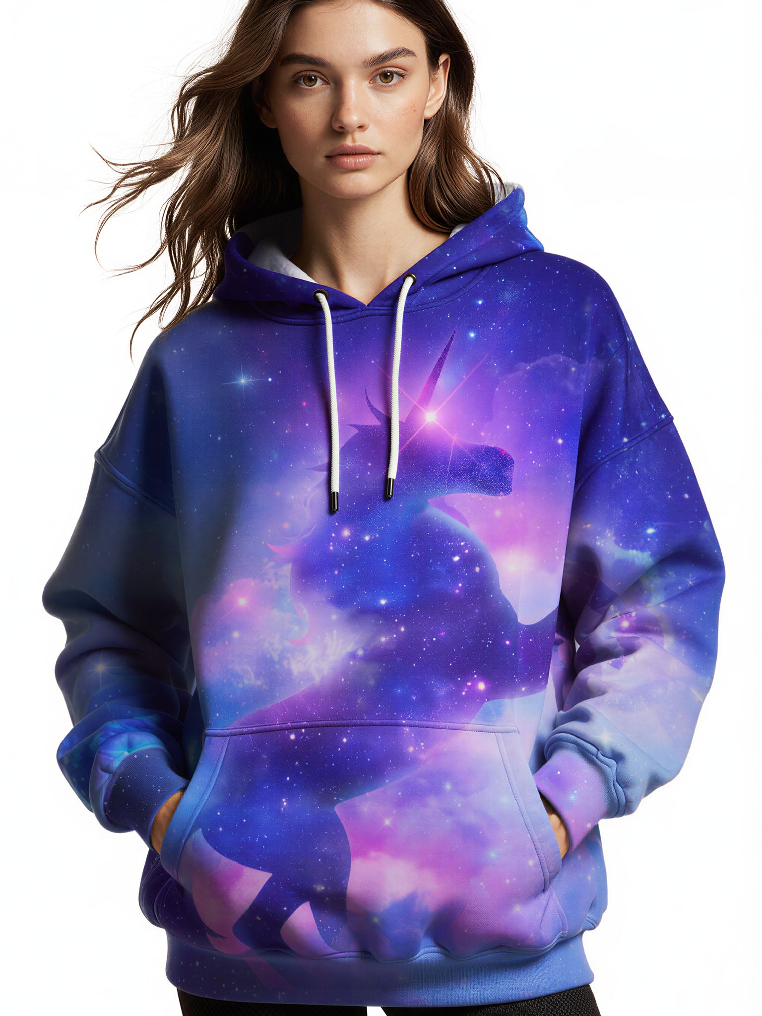 3D Vivid Space Unicorn Galaxy All Over Print Hoodie for Men Women