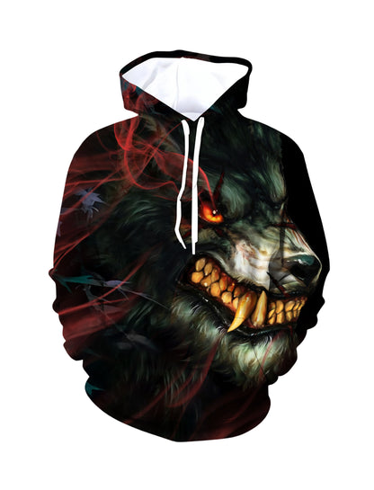 Fierce Wolf 3D All Over Print Hoodie Unisex Streetwear Cotton Blend Soft Comfortable