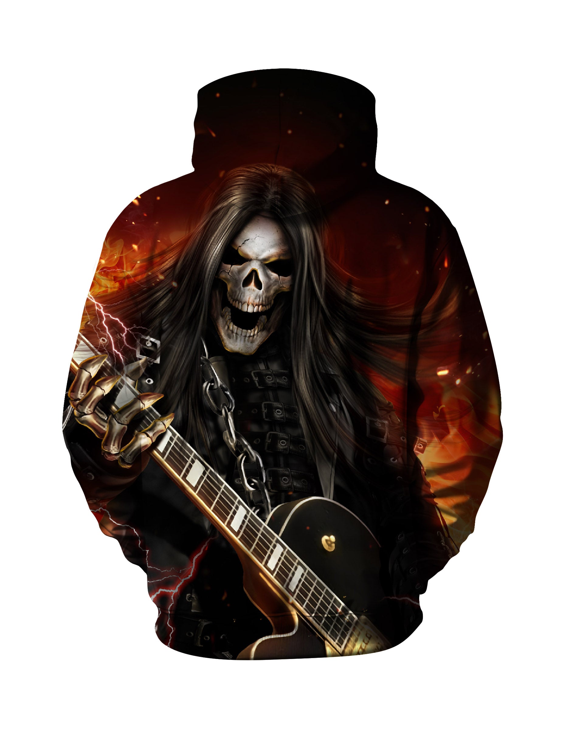 Rock Skull Guitar 3D All Over Print Hoodie Unisex Streetwear Cotton Blend