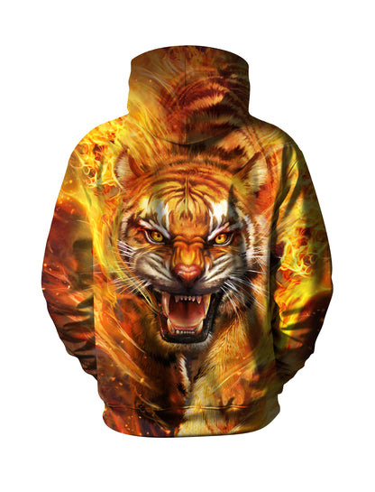3D All Over Print Fire Tiger Hoodie Sweatshirt Graphic Pullover For Men Women