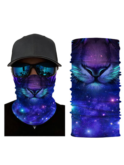 Neck Gaiter with 3D All Over Print Galaxy Nebula Cat Face, Aesthetic Y2K Unisex Tube Face Mask, Soft Stretchy & UV Protection