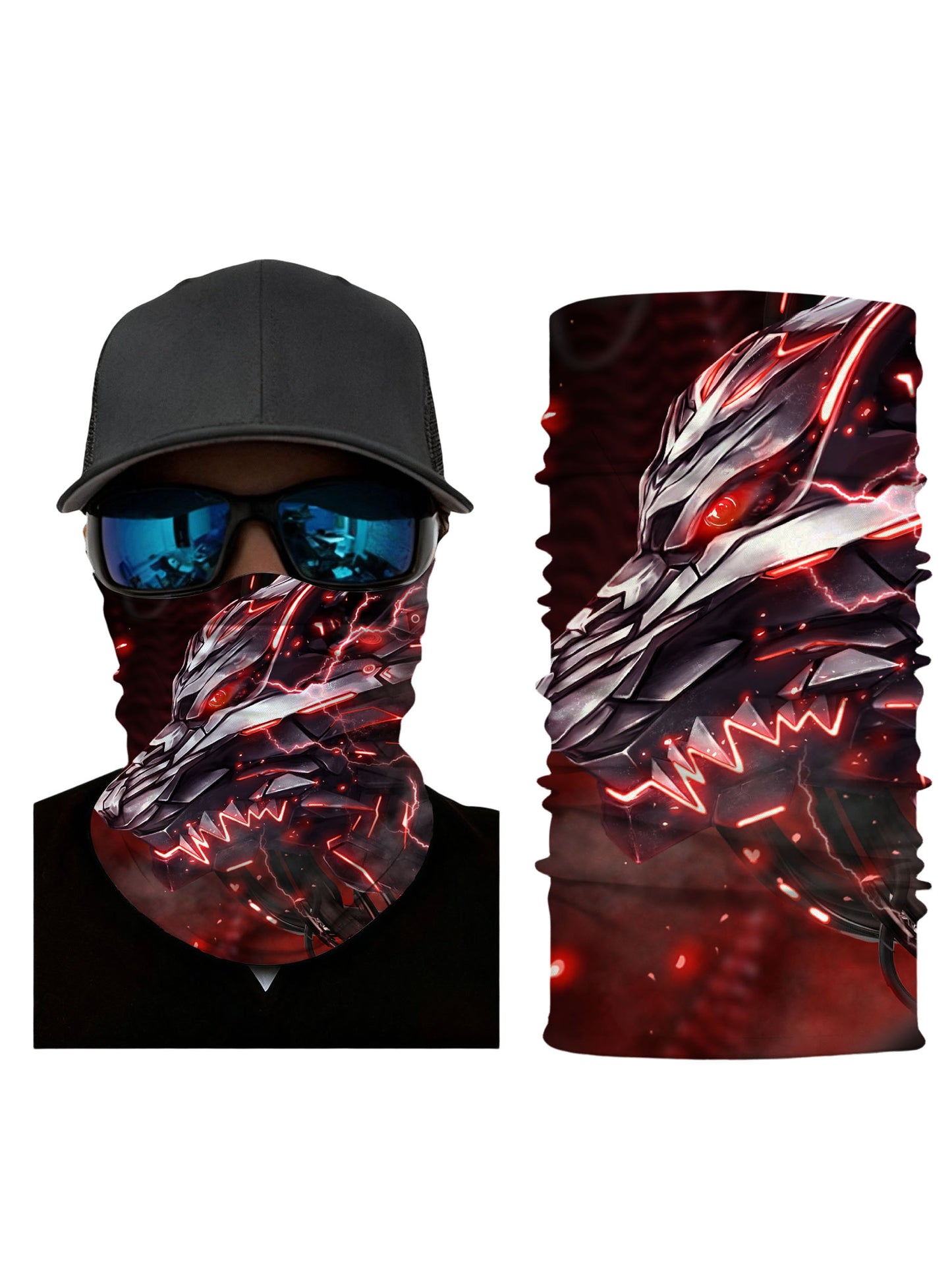 E-Girl E-Boy Cyberpunk Dragon Neck Gaiter with 3D all over print, breathable fabric, soft stretchy unisex tube face mask for gaming and streetwear