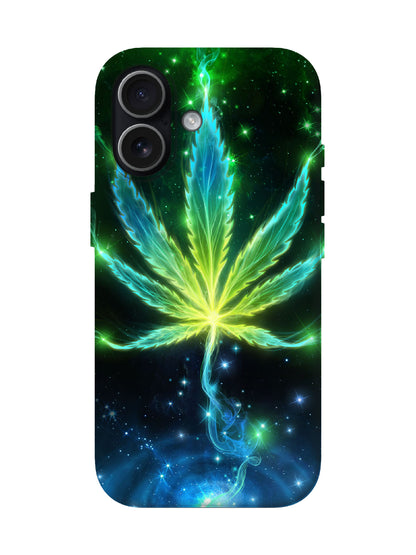 Neon Cannabis Leaf Cyberpunk Protective Phone Case