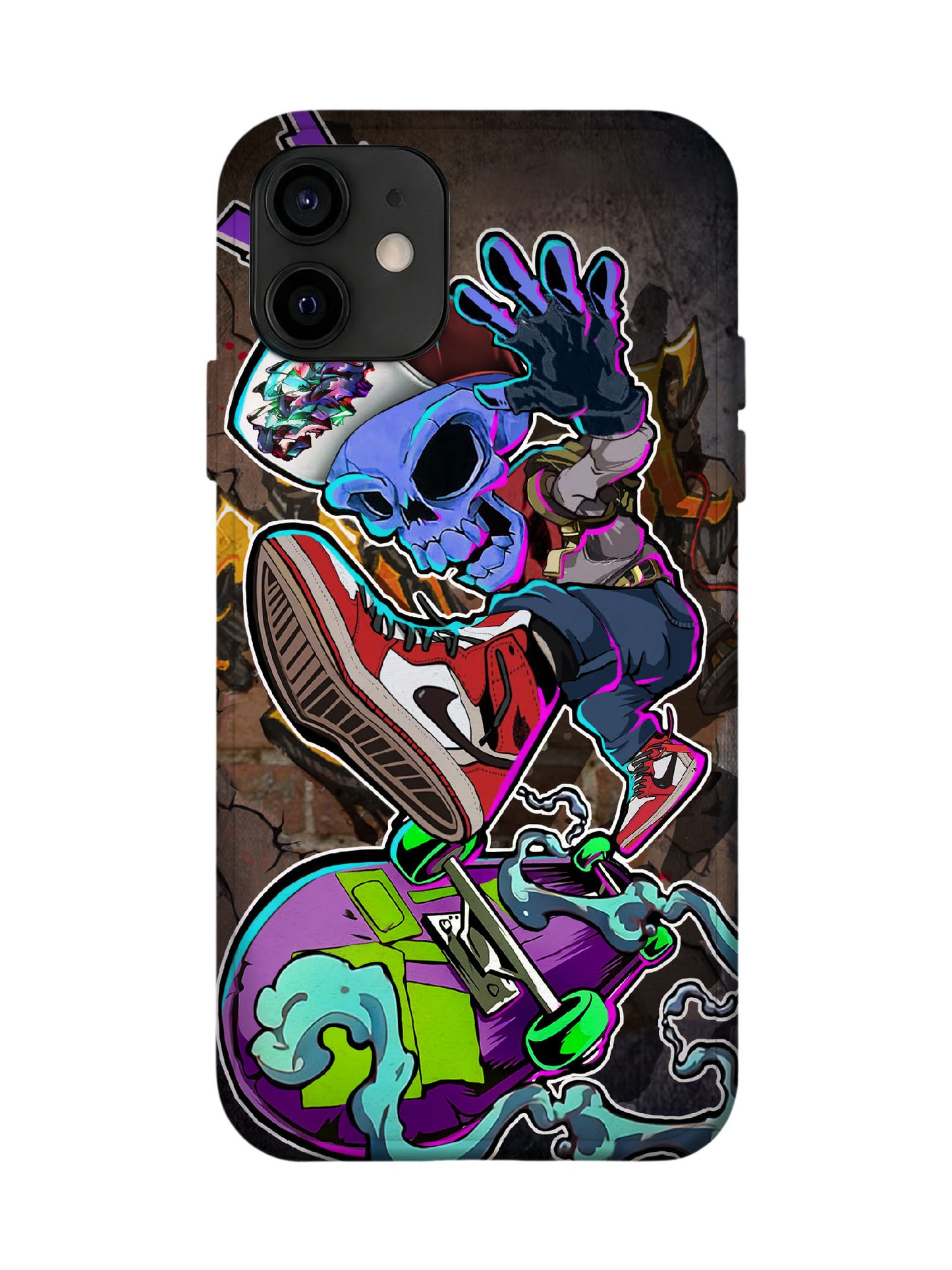 Skull and Skateboard Cyberpunk Edgy Tough Phone Case