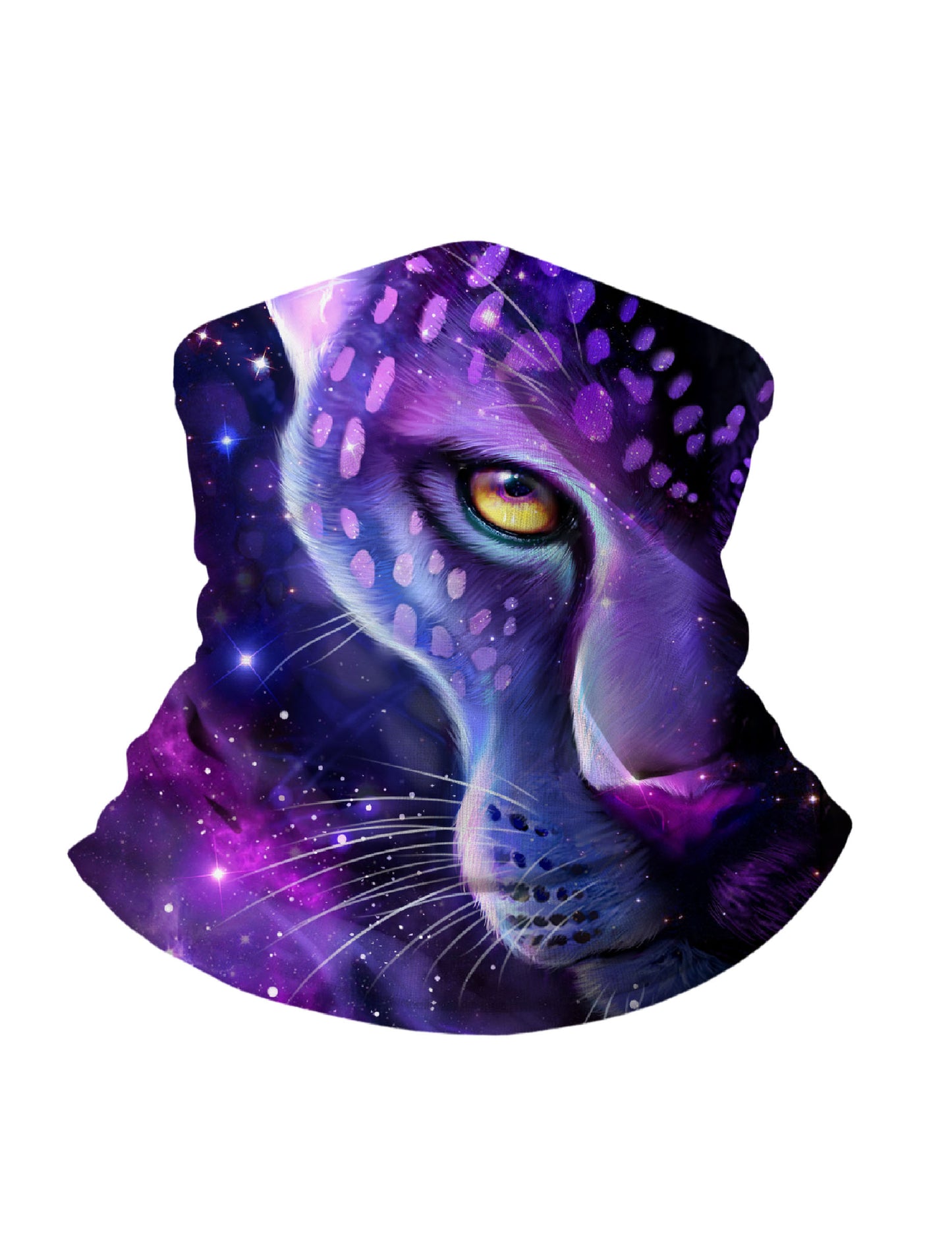Unisex Neck Gaiter with 3D All Over Print Galaxy Leopard Design, Aesthetic Streetwear Style, Breathable Soft Stretch Fabric for Outdoor Use