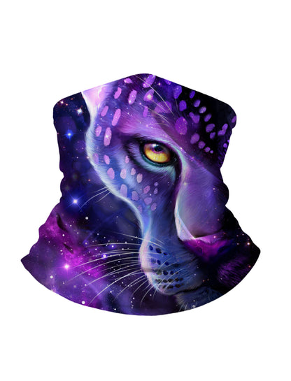 Unisex Neck Gaiter with 3D All Over Print Galaxy Leopard Design, Aesthetic Streetwear Style, Breathable Soft Stretch Fabric for Outdoor Use