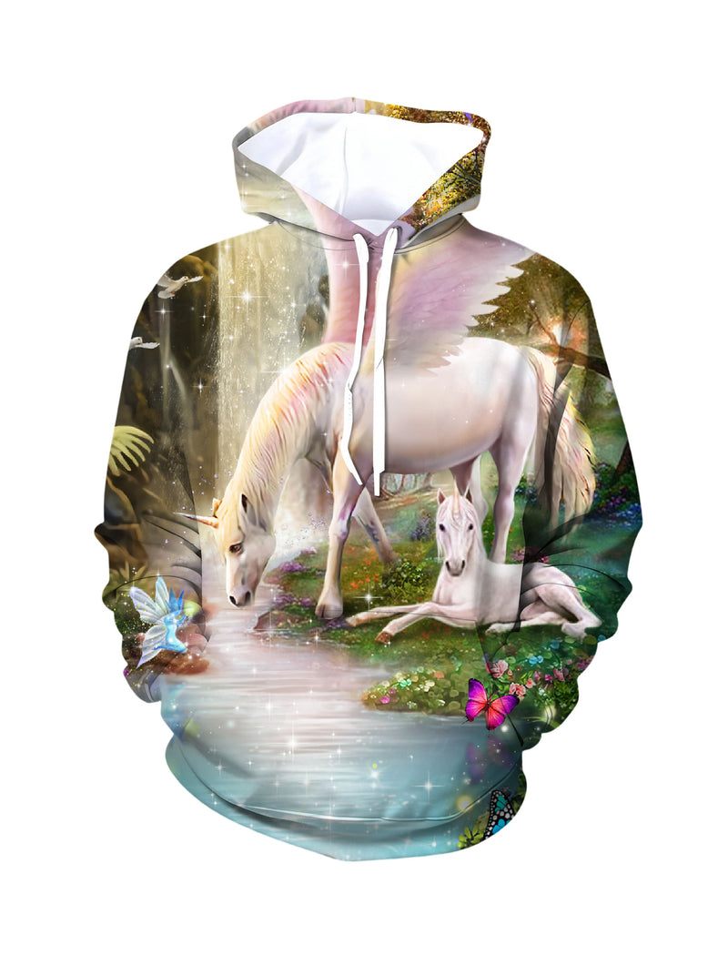 Unicorn 3D All Over Print Hoodie for Men Women Fantasy Forest Fairy Butterfly Design