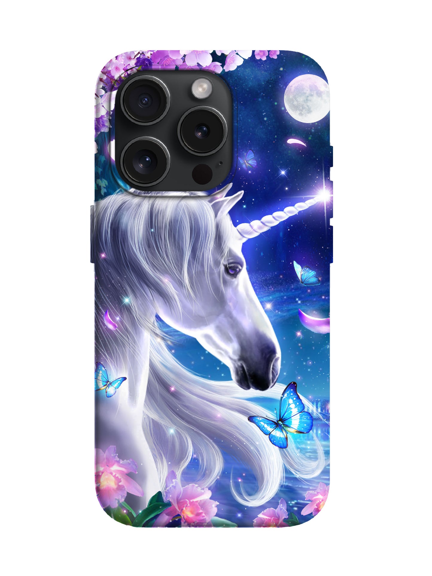 Unicorn with Butterflies and Moonlight Edgy Statement Phone Case