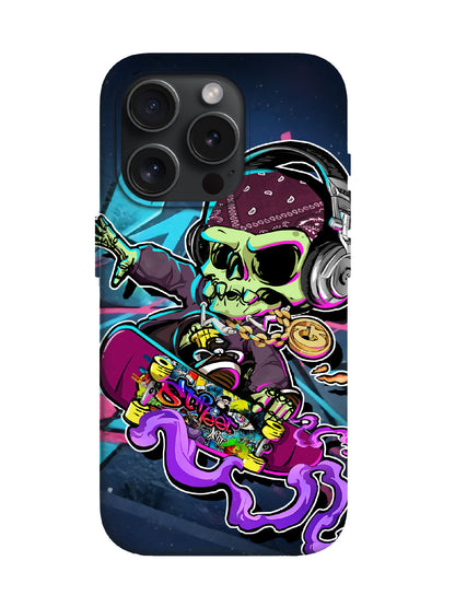 Skull with Headphones Edgy Cyberpunk Tough Phone Case