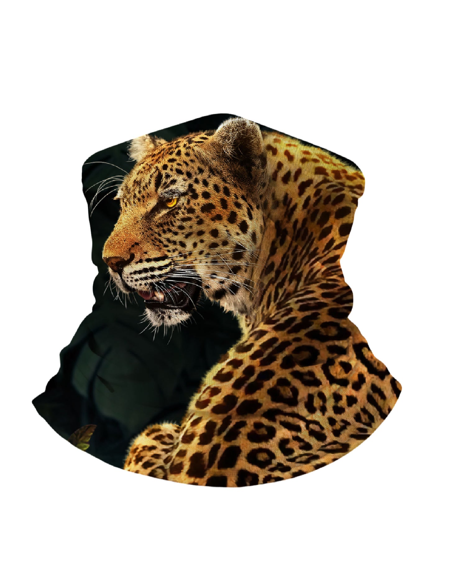 Unisex 3D All Over Print Leopard Profile Neck Gaiter – Nature Aesthetic Breathable Windproof Tube Mask for Daily & Outdoor Wear