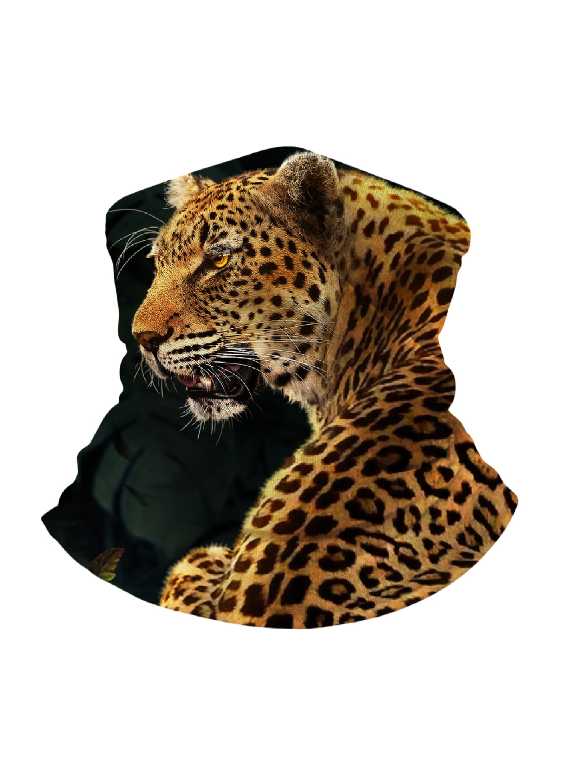 Unisex 3D All Over Print Leopard Profile Neck Gaiter – Nature Aesthetic Breathable Windproof Tube Mask for Daily & Outdoor Wear