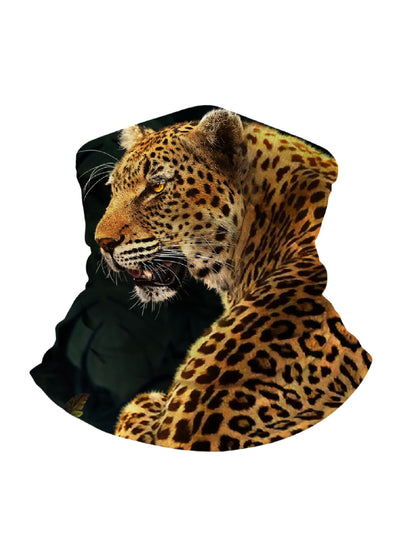 Unisex 3D All Over Print Leopard Profile Neck Gaiter – Nature Aesthetic Breathable Windproof Tube Mask for Daily & Outdoor Wear