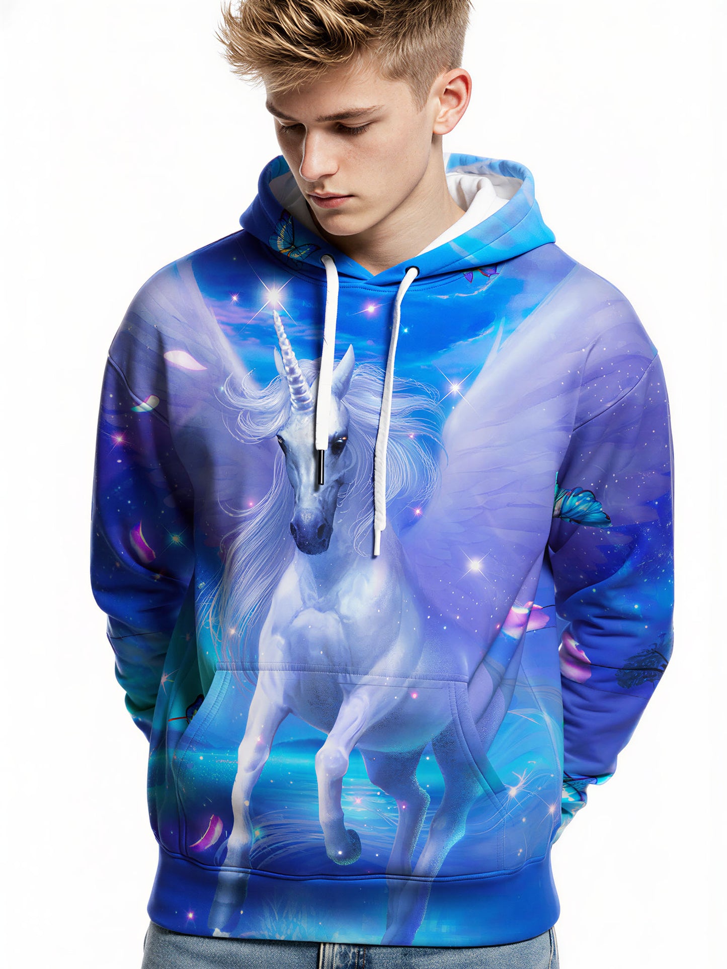 Unicorn Butterfly 3D All Over Print Hoodie for Men Women Fantasy Galactic Style