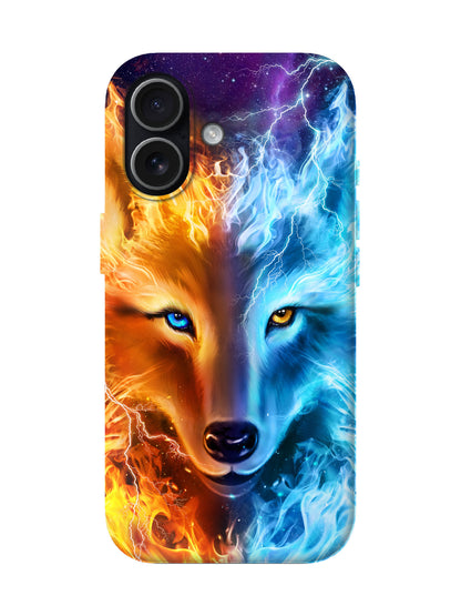 Flame and Lightning Wolf Face Edgy Cyberpunk Protective Phone Case